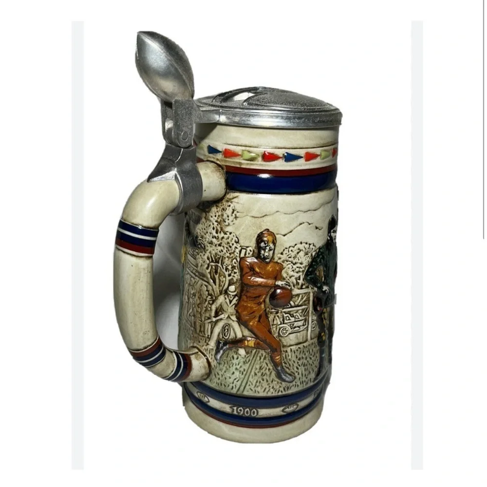AVON 1983  GREAT AMERICAN FOOTBALL Decades LIDDED Beer Stein mug